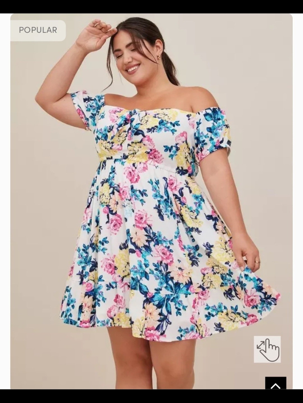 Torrid White Floral Off-Shoulder Dress with Pink & Blue Accents. Size 2x